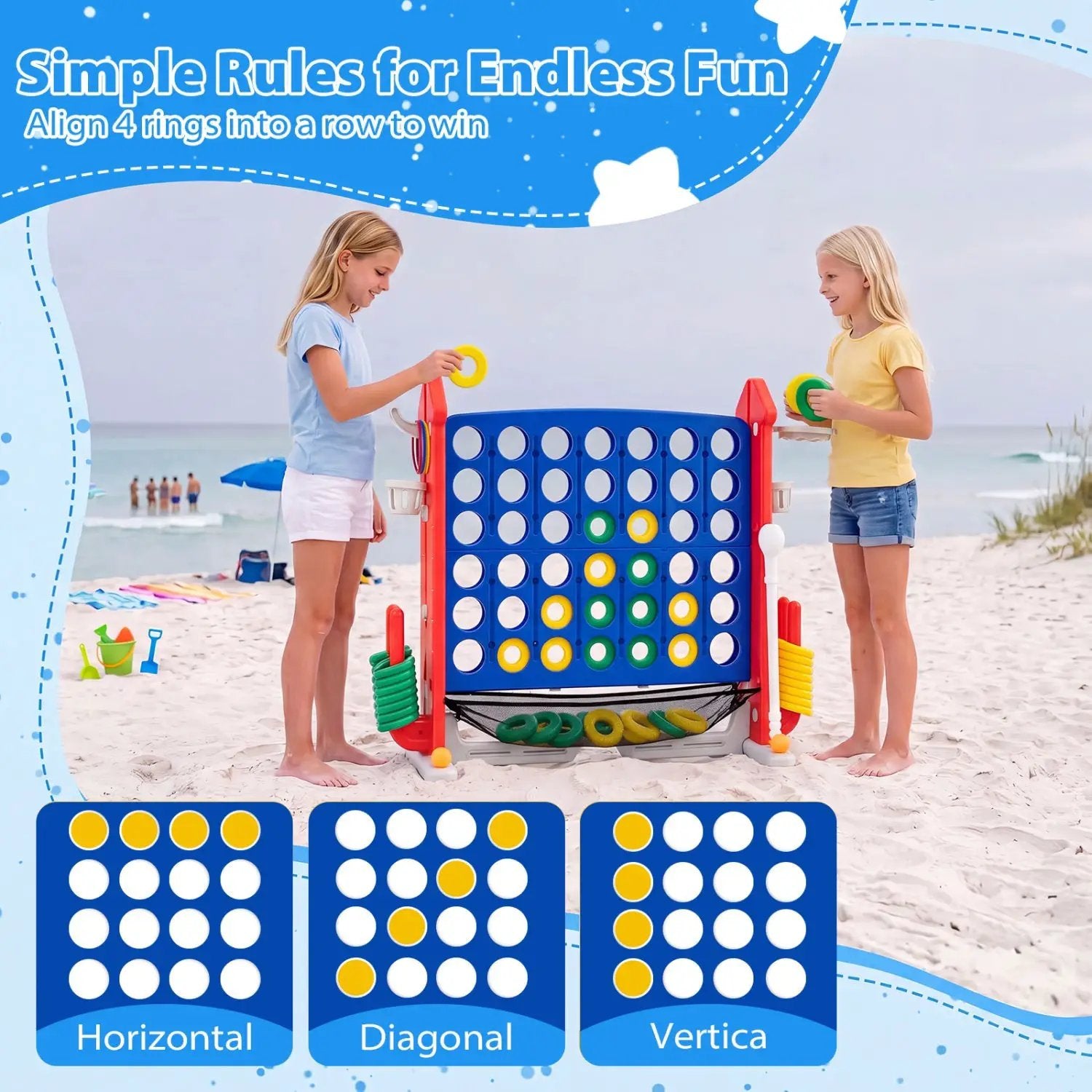 4-in-1 Adjustable Height Connect Game with Carry Bag by DirectDeals