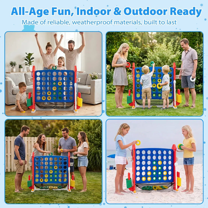 4-in-1 Adjustable Height Connect Game with Carry Bag by DirectDeals