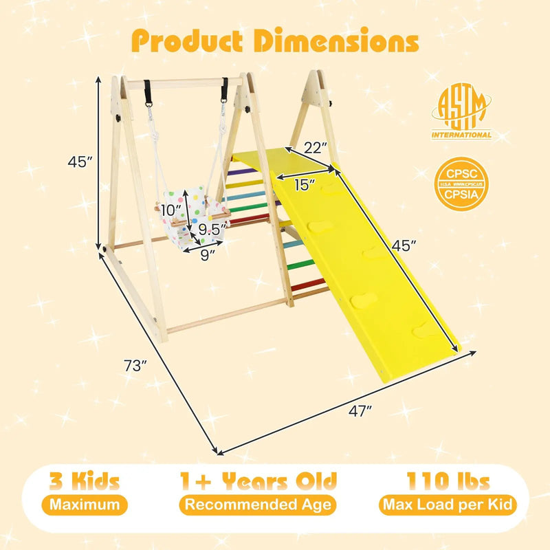 4-in-1 Indoor Jungle Gym with Baby Swing and Climbing Ramp by DirectDeals