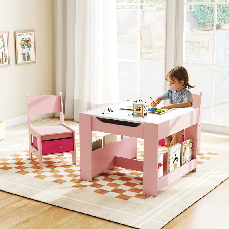 Kids Activity Table and 2 Chairs Set with Reversible Tabletop by DirectDeals