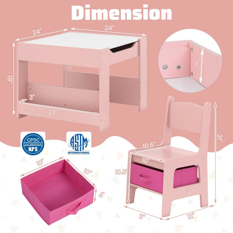 Kids Activity Table and 2 Chairs Set with Reversible Tabletop by DirectDeals