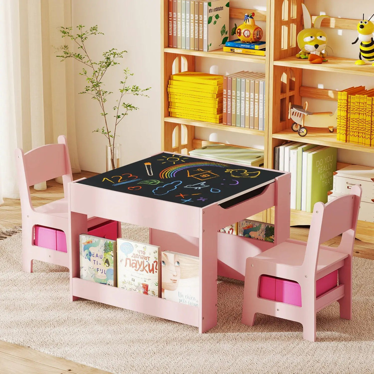 Kids Activity Table and 2 Chairs Set with Reversible Tabletop by DirectDeals
