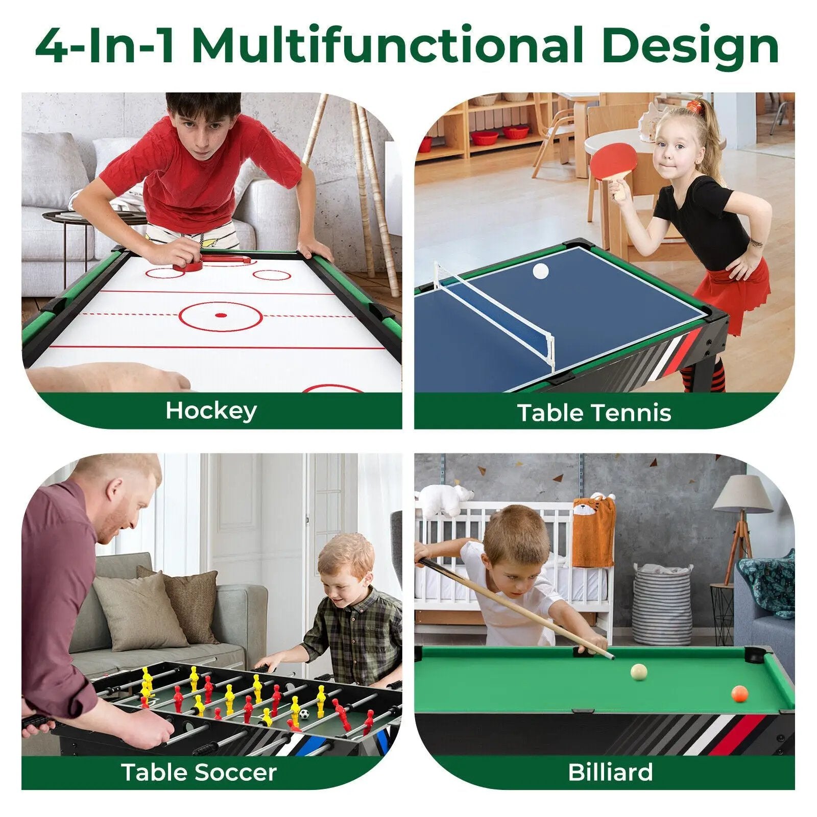 4-in-1 Multi Game Table with Pool Billiards by DirectDeals