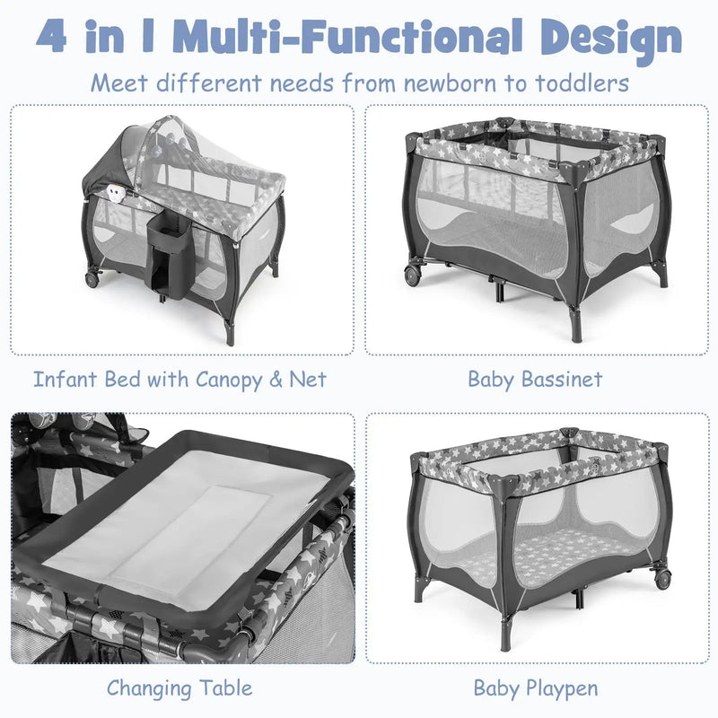 4 in 1 Portable Baby Nursery Center with Net and Music Box by DirectDeals