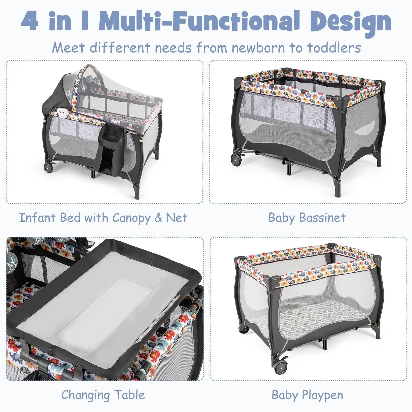 4 in 1 Portable Baby Nursery Center with Net and Music Box by DirectDeals
