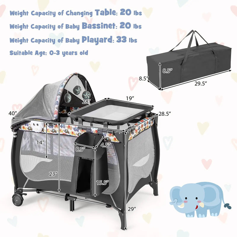 4 in 1 Portable Baby Nursery Center with Net and Music Box by DirectDeals