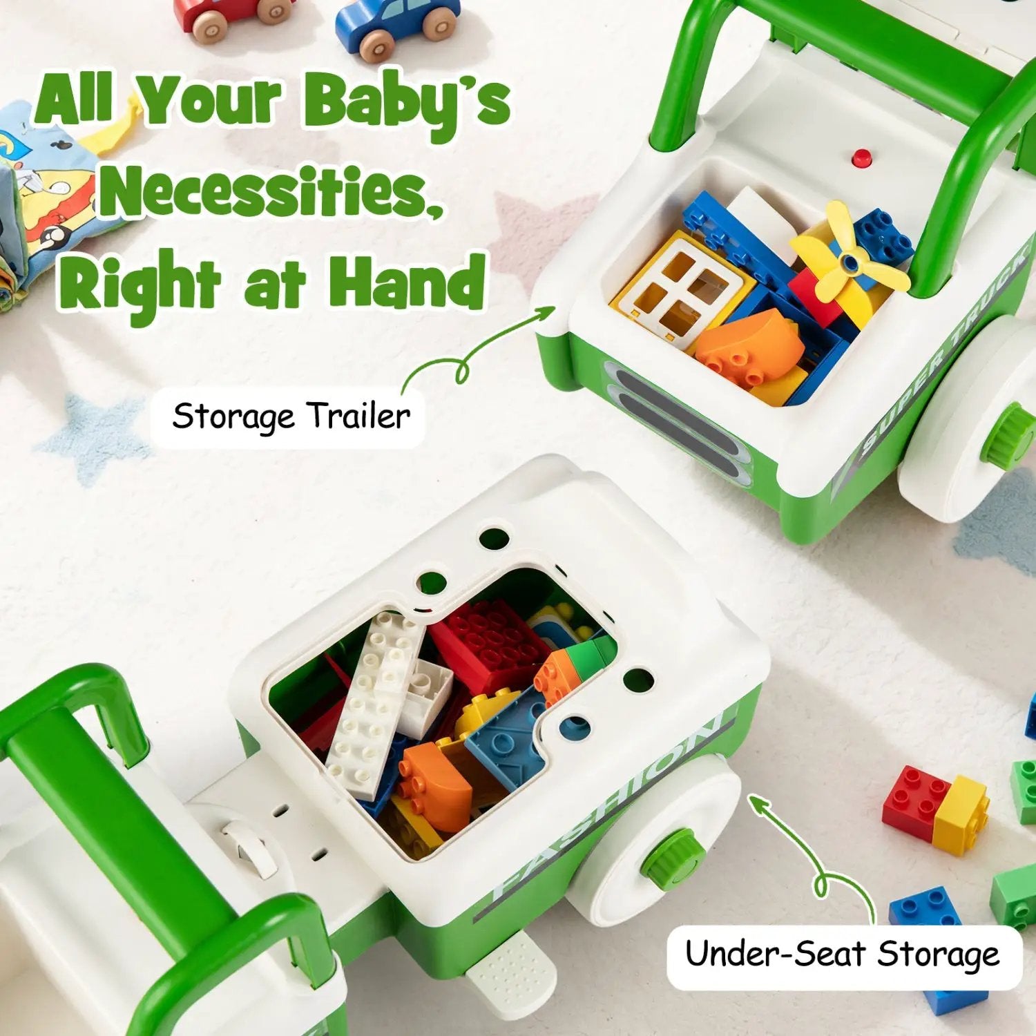 4-in-1 Ride On Push Car with Music and Storage by DirectDeals