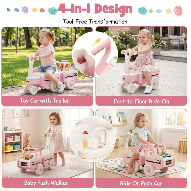 4-in-1 Ride On Push Car with Music and Storage by DirectDeals