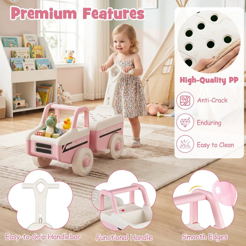 4-in-1 Ride On Push Car with Music and Storage by DirectDeals
