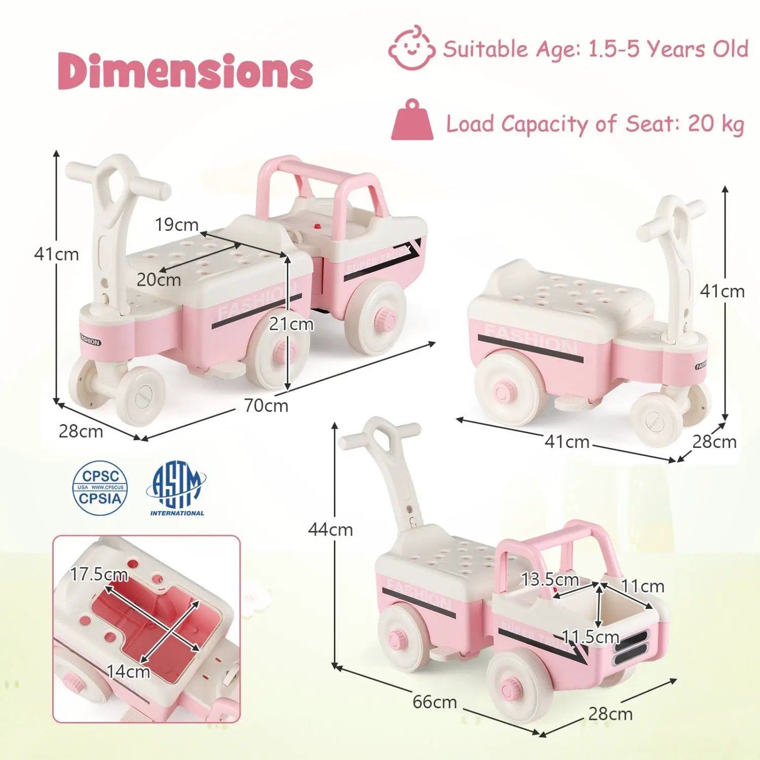 4-in-1 Ride On Push Car with Music and Storage by DirectDeals