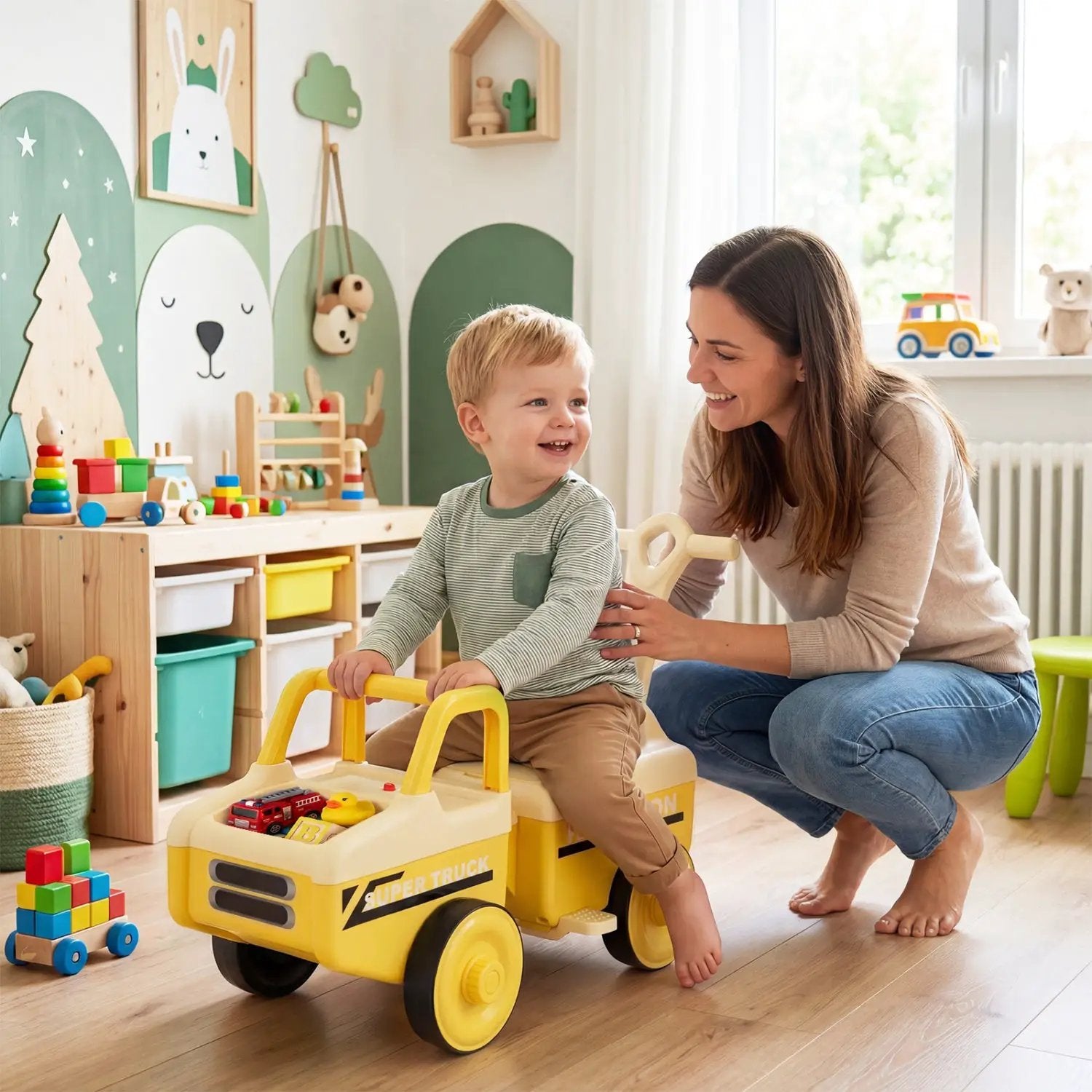 4-in-1 Ride On Push Car with Music and Storage by DirectDeals