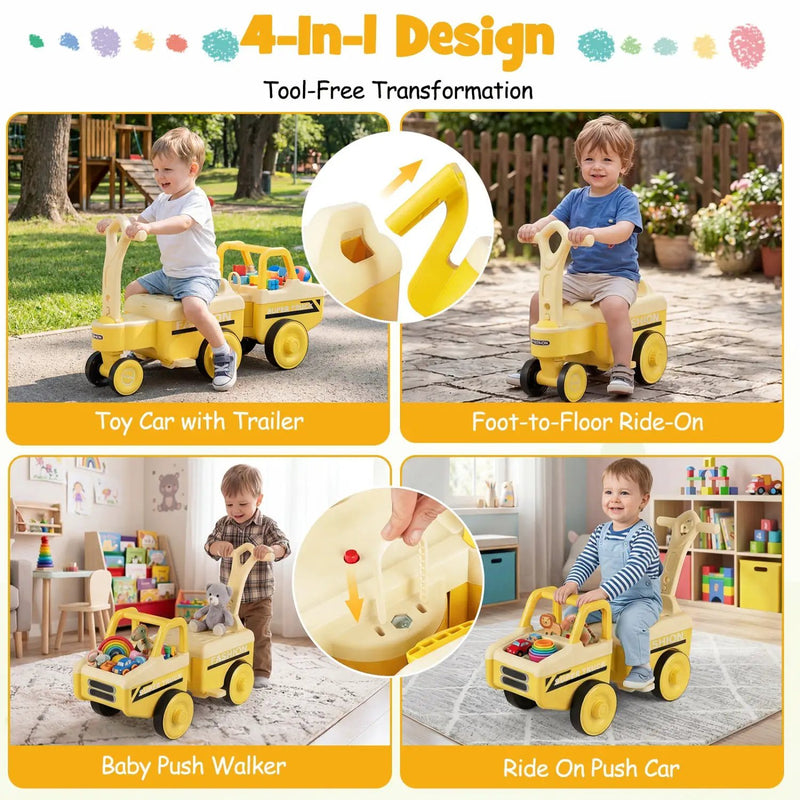 4-in-1 Ride On Push Car with Music and Storage by DirectDeals