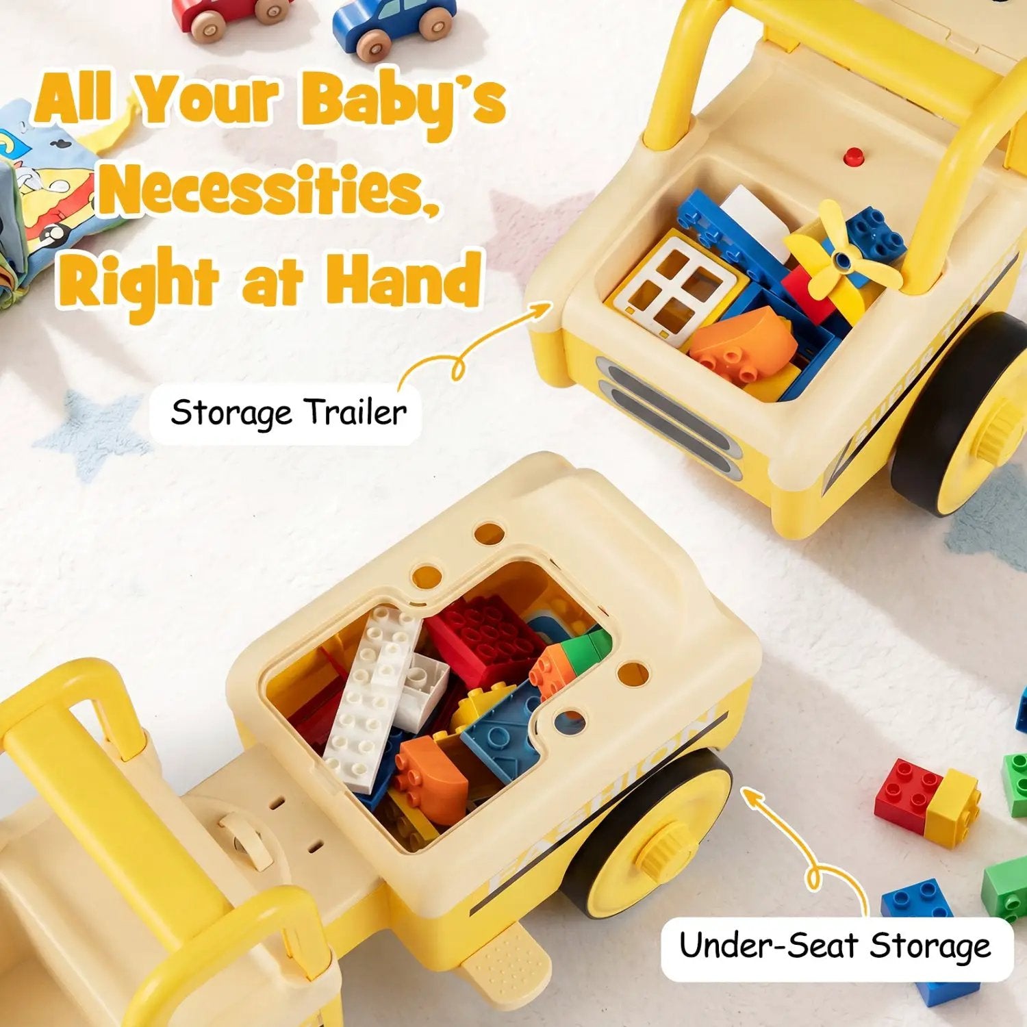 4-in-1 Ride On Push Car with Music and Storage by DirectDeals