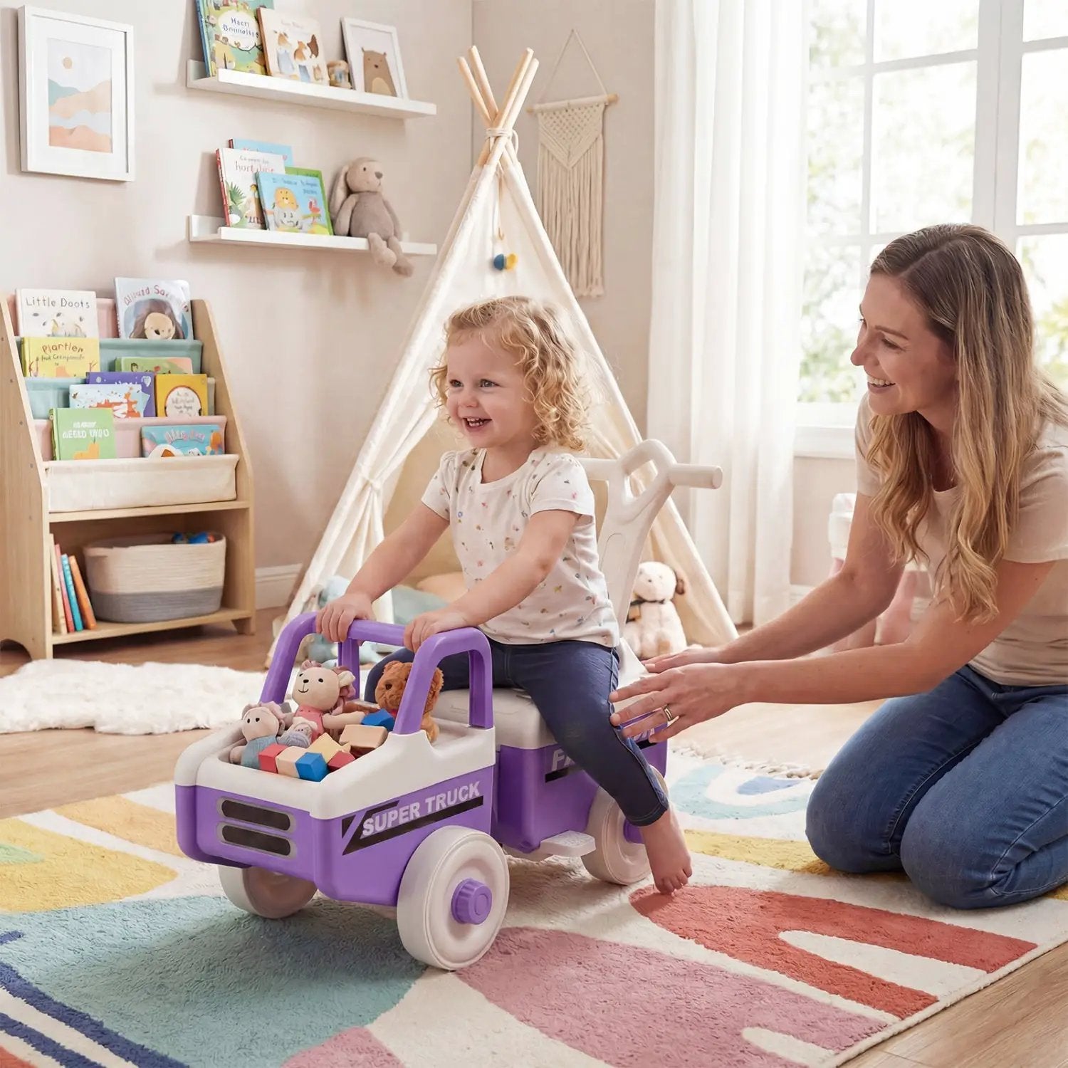 4-in-1 Ride On Push Car with Music and Storage by DirectDeals