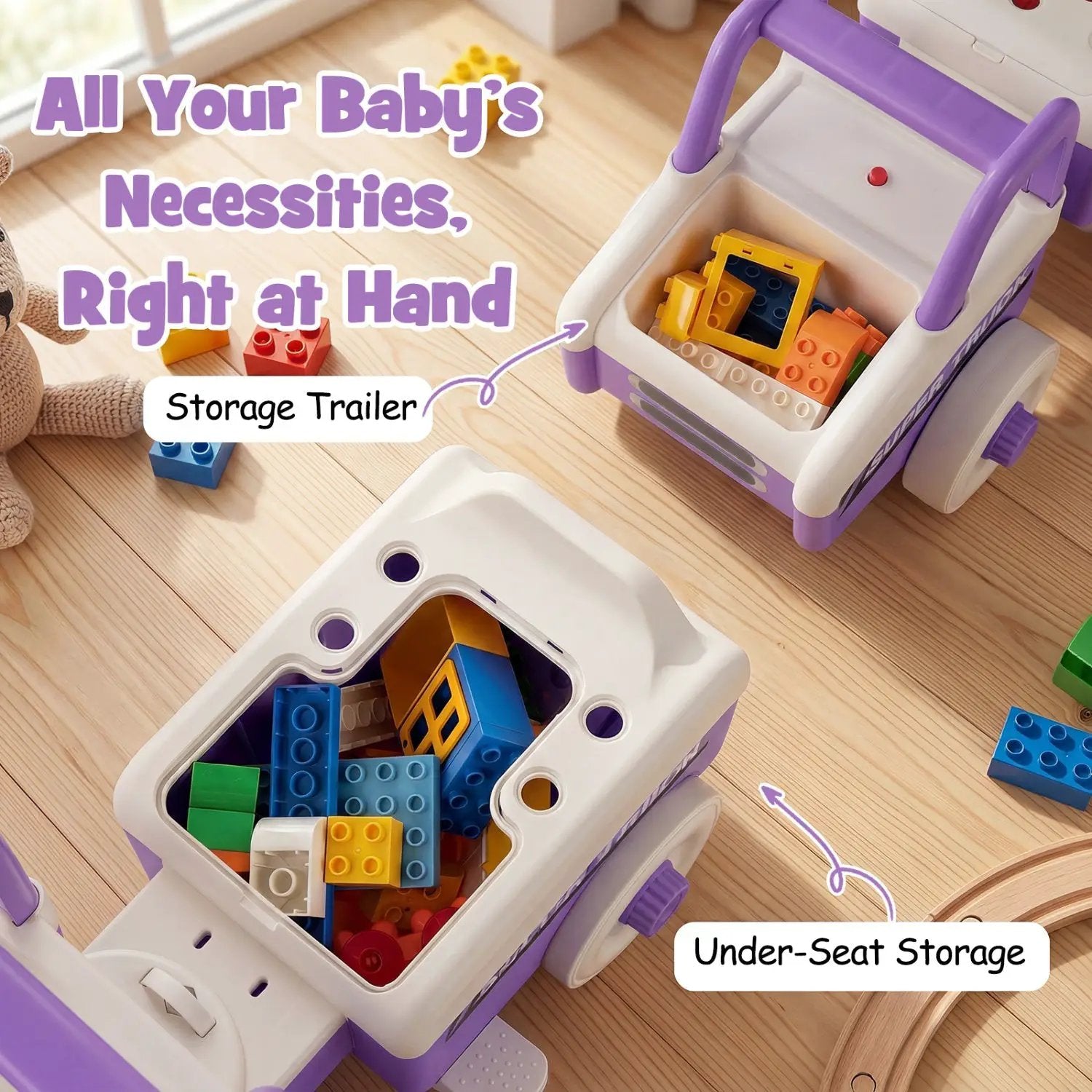 4-in-1 Ride On Push Car with Music and Storage by DirectDeals