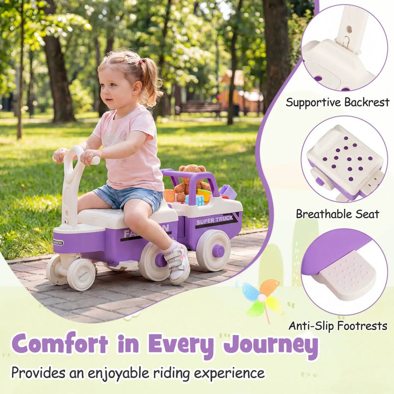 4-in-1 Ride On Push Car with Music and Storage by DirectDeals