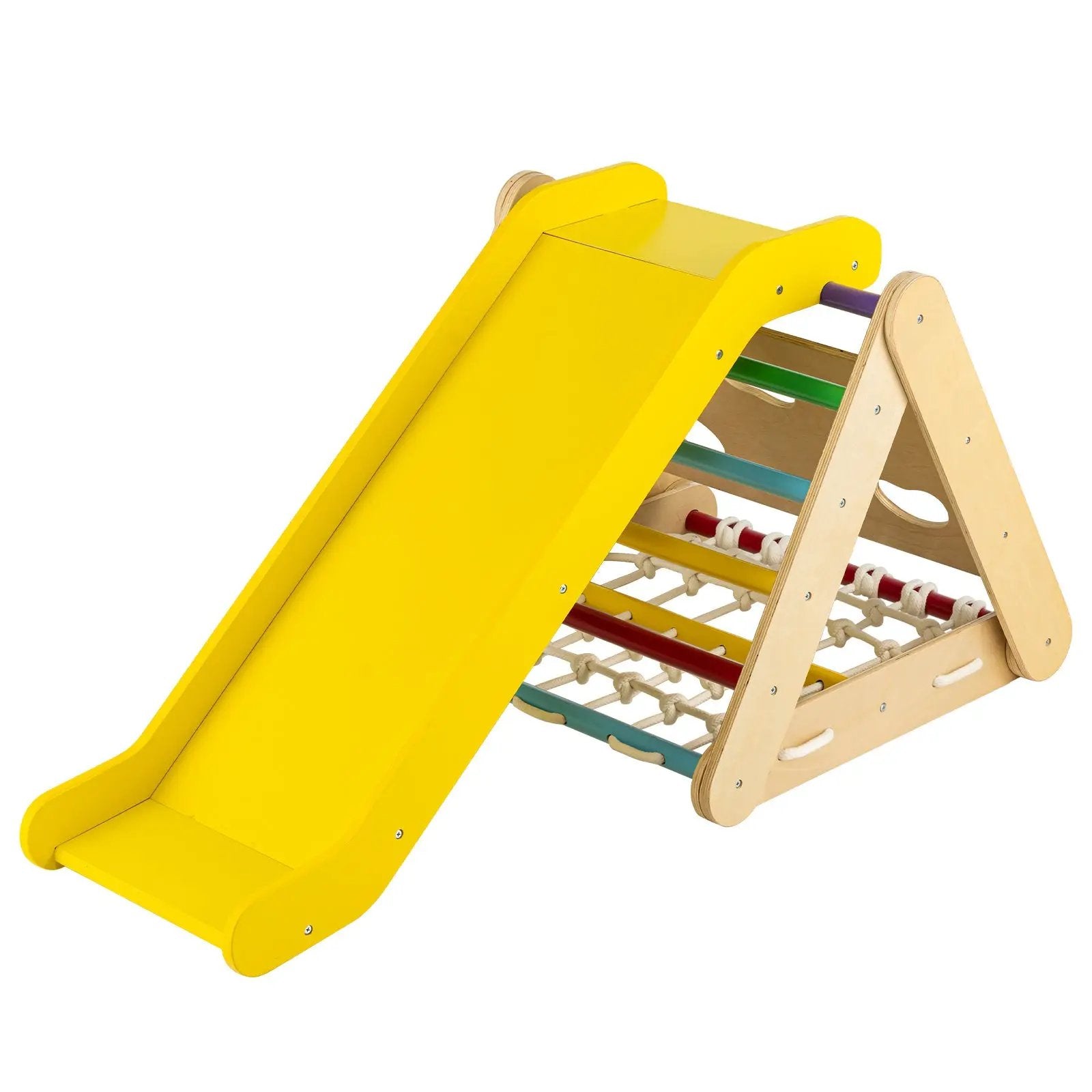 4 in 1 Triangle Climber Toy with Sliding Board and Climbing Net by DirectDeals