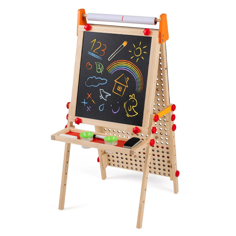 4-in-1 Wooden Kids Art Easel Double-Sided Foldable with Paper Roll and Storage Tray by DirectDeals