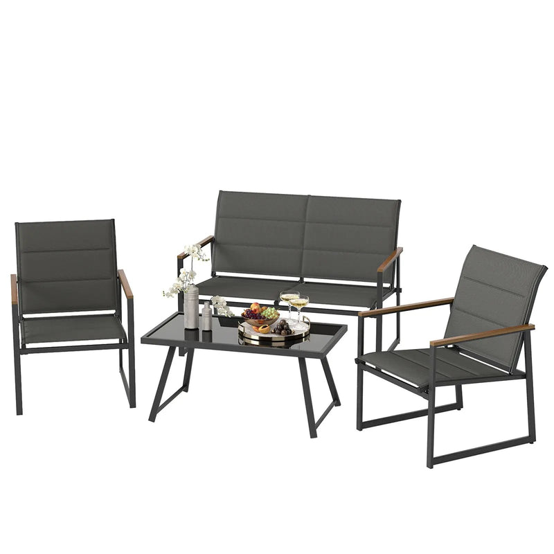 4-Piece Outdoor Conversation Patio Furniture Set-Gray by DirectDeals