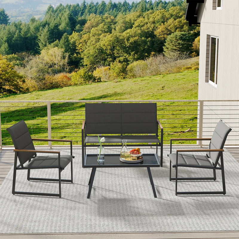 4-Piece Outdoor Conversation Patio Furniture Set-Gray by DirectDeals
