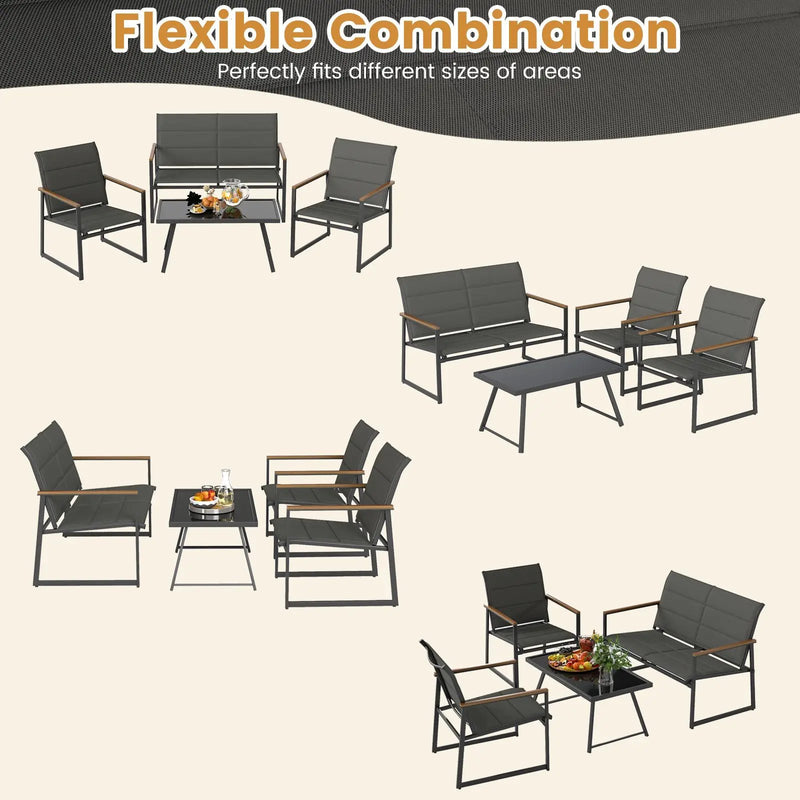4-Piece Outdoor Conversation Patio Furniture Set-Gray by DirectDeals