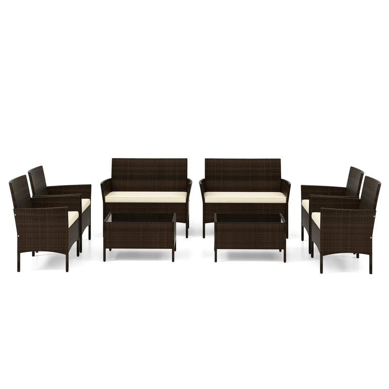 4 Piece Patio Rattan Conversation Set with Cozy Seat Cushions by DirectDeals