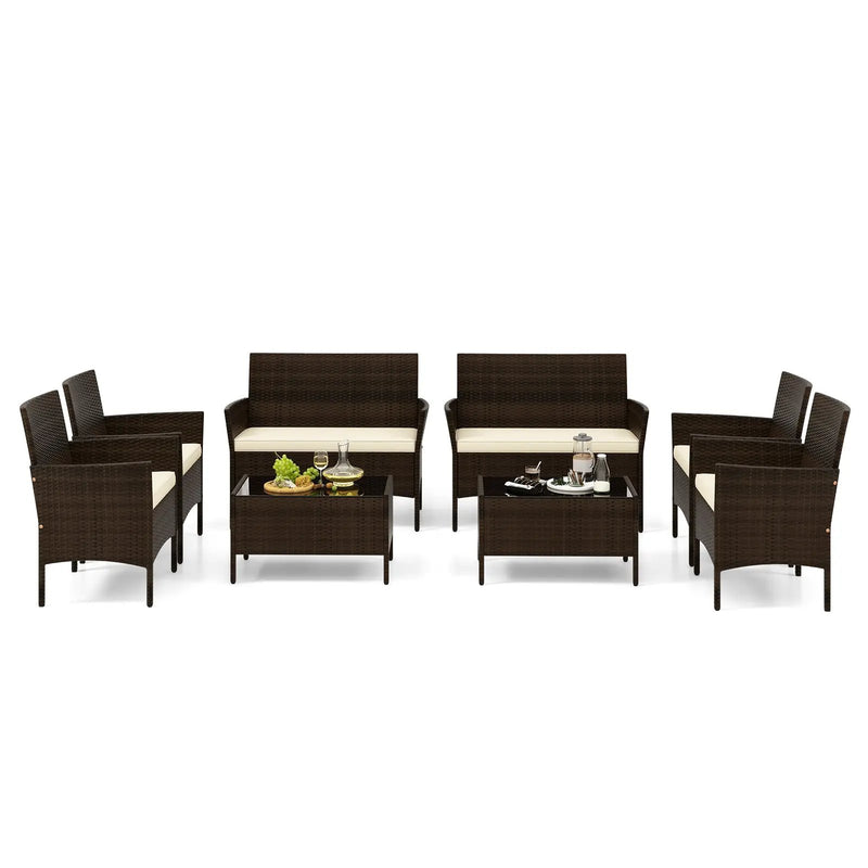4 Piece Patio Rattan Conversation Set with Cozy Seat Cushions by DirectDeals
