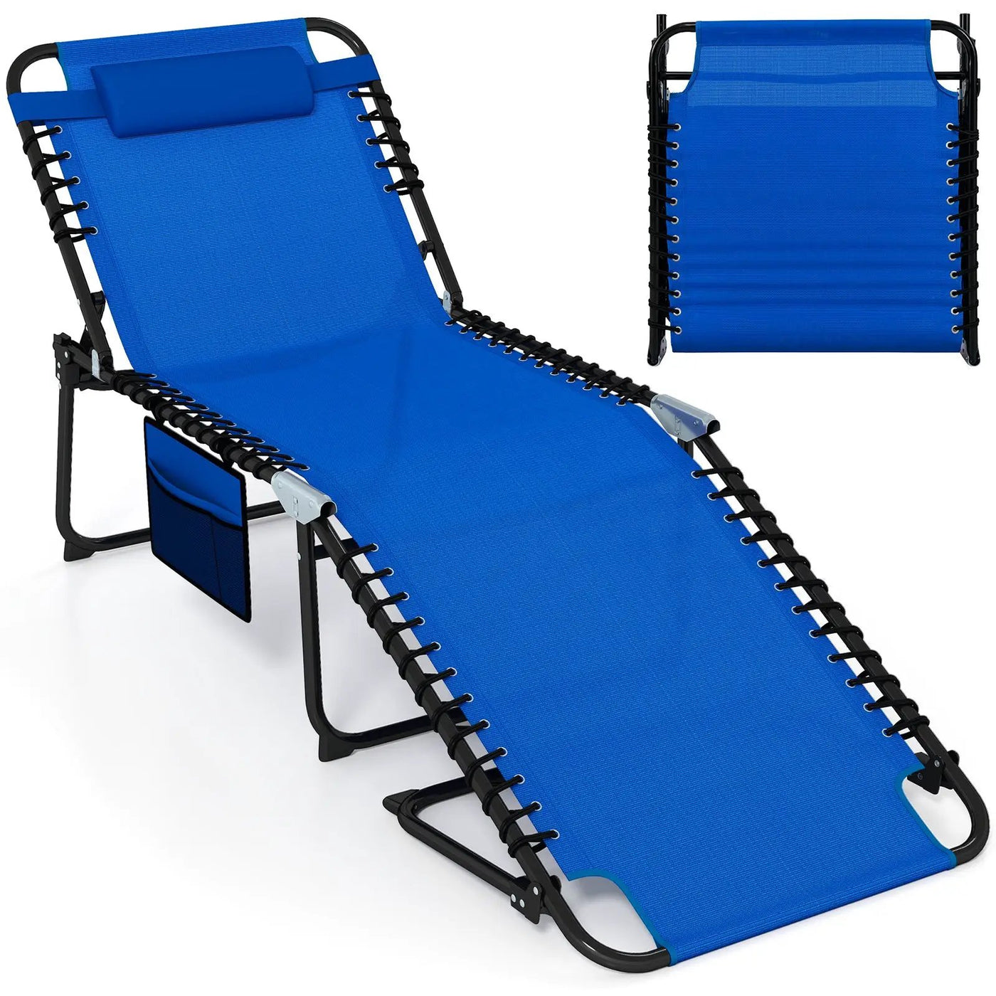4 Position Folding Lounge Chaise with Adjustable Backrest and Footrest by DirectDeals