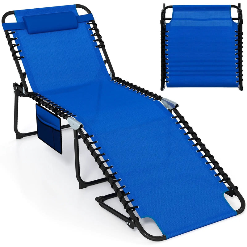 4 Position Folding Lounge Chaise with Adjustable Backrest and Footrest by DirectDeals