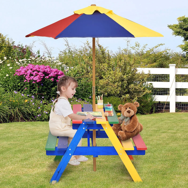 4 Seat Kids Picnic Table with Umbrella by DirectDeals
