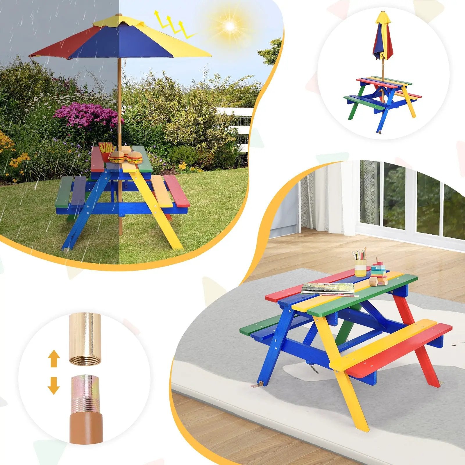 4 Seat Kids Picnic Table with Umbrella by DirectDeals