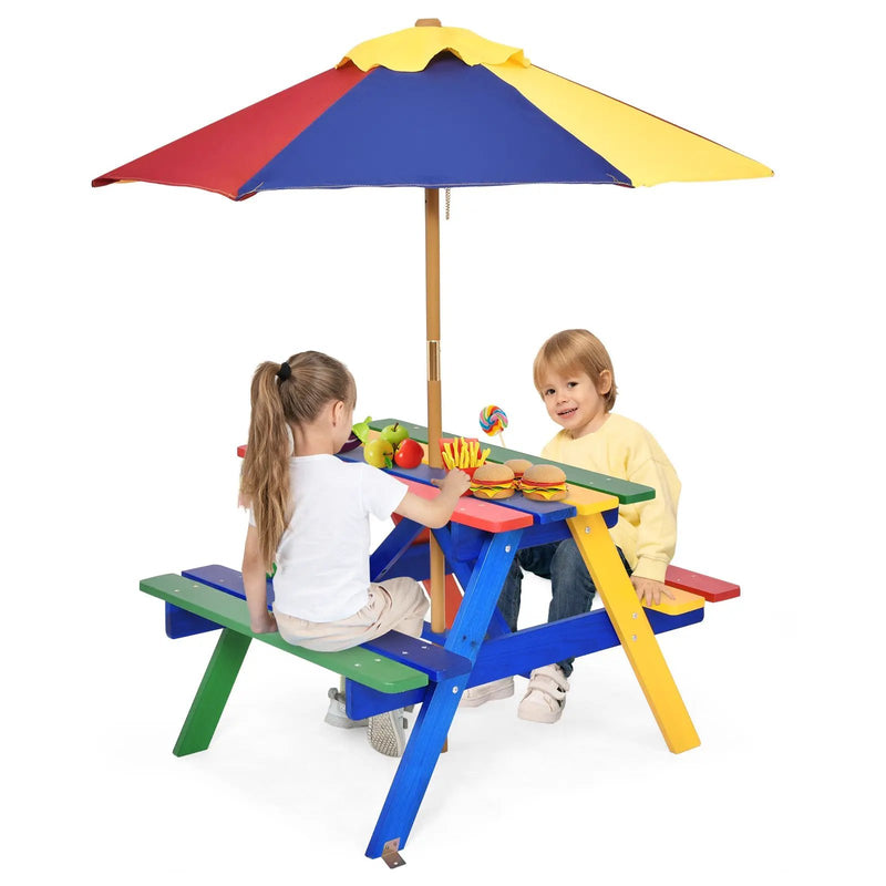 4 Seat Kids Picnic Table with Umbrella by DirectDeals