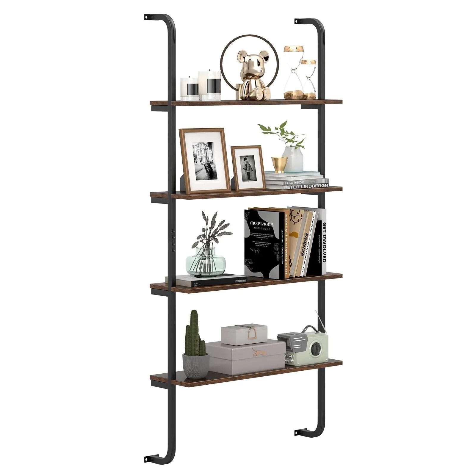 4-Tier Industrial Pipe Shelving with Metal Frame for Living Room Kitchen by DirectDeals