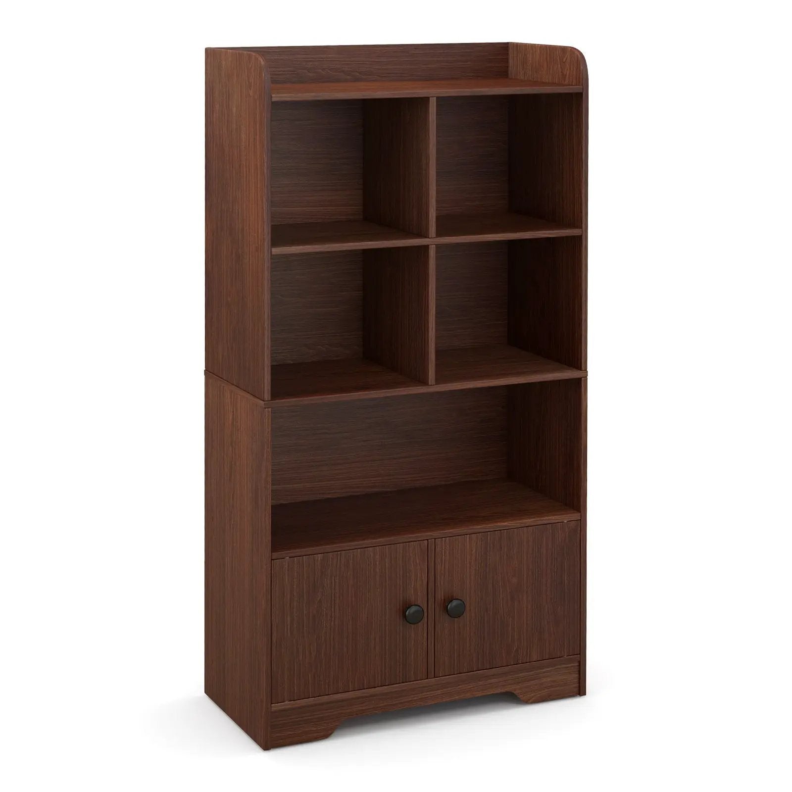 4 Tiers Bookshelf with 4 Cubes Display Shelf and 2 Doors by DirectDeals