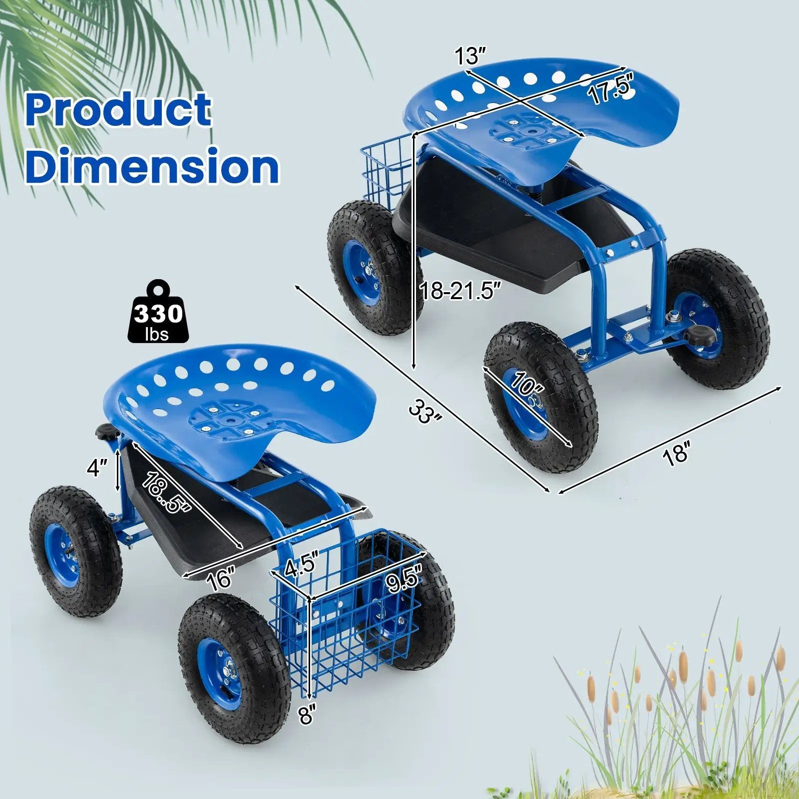 4-Wheel Rolling Garden Cart Work Seat by DirectDeals