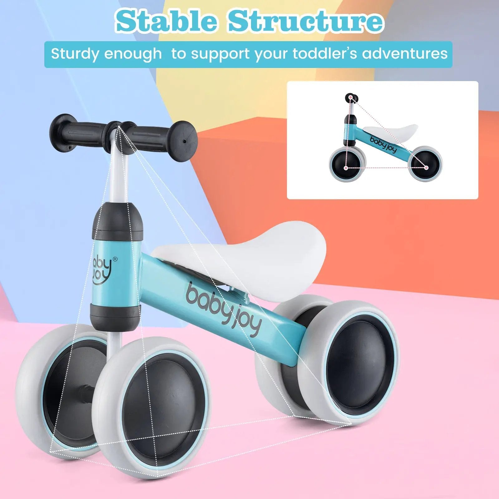 Baby Balance Bike for 2 Years Old Boys Girls No Pedal 4 Wheels by DirectDeals