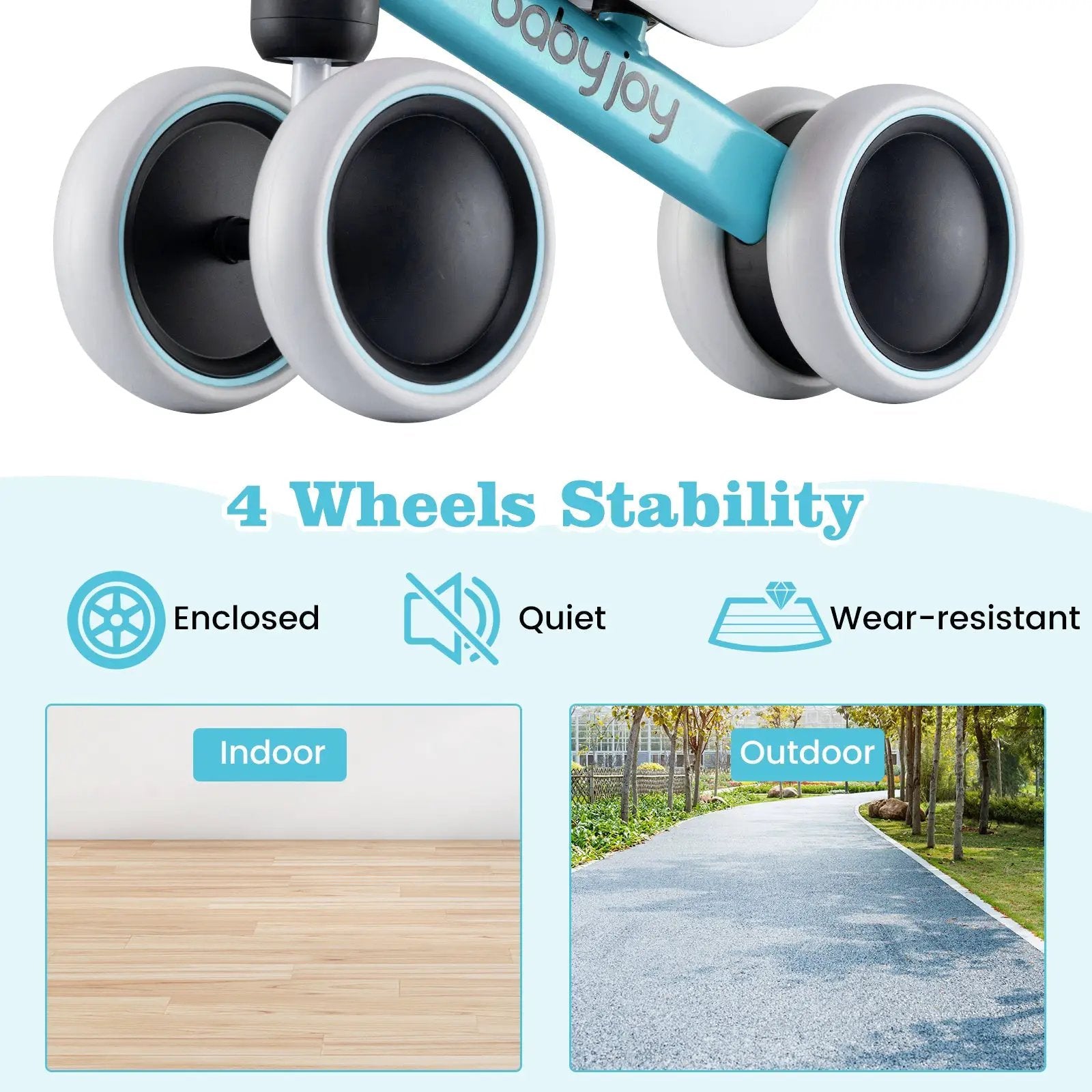 Baby Balance Bike for 2 Years Old Boys Girls No Pedal 4 Wheels by DirectDeals