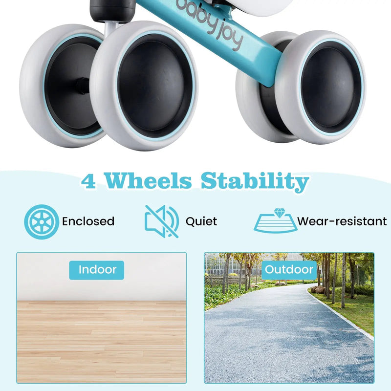 Baby Balance Bike for 2 Years Old Boys Girls No Pedal 4 Wheels by DirectDeals