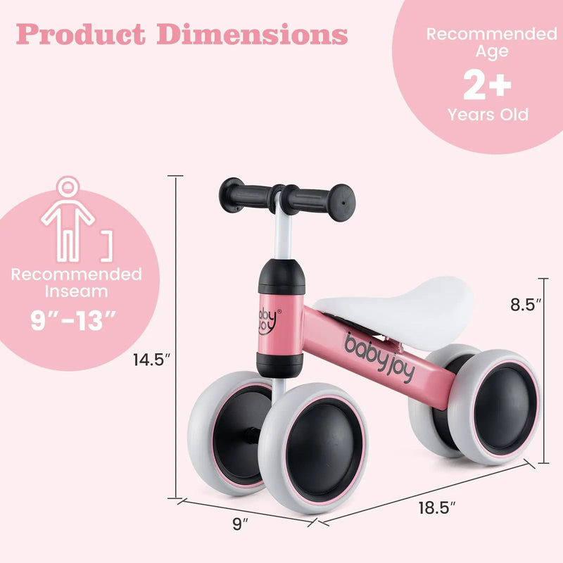 Baby Balance Bike for 2 Years Old Boys Girls No Pedal 4 Wheels by DirectDeals