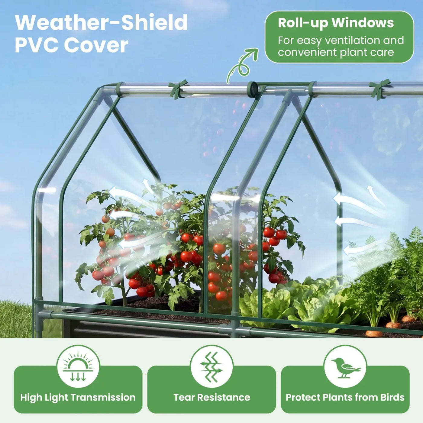 4 x 2 x 3 Feet Small Galvanized Raised Garden Bed with Greenhouse Cover by DirectDeals