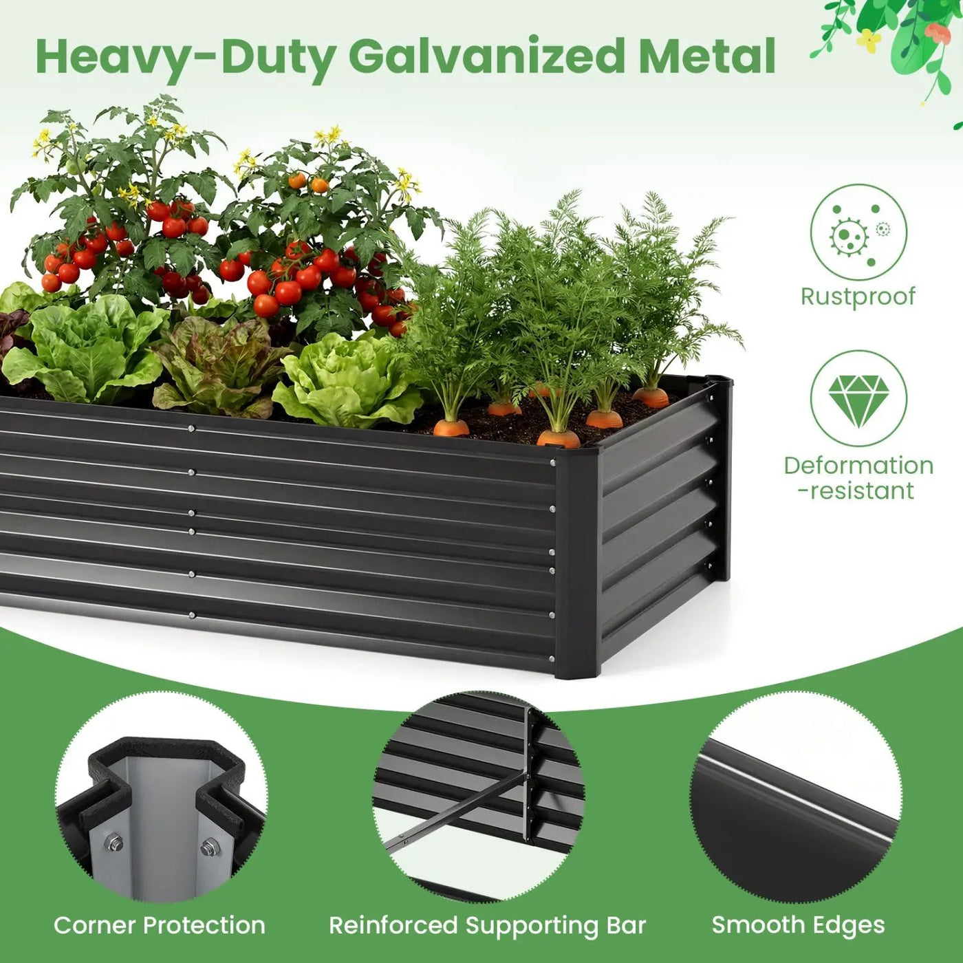 4 x 2 x 3 Feet Small Galvanized Raised Garden Bed with Greenhouse Cover by DirectDeals