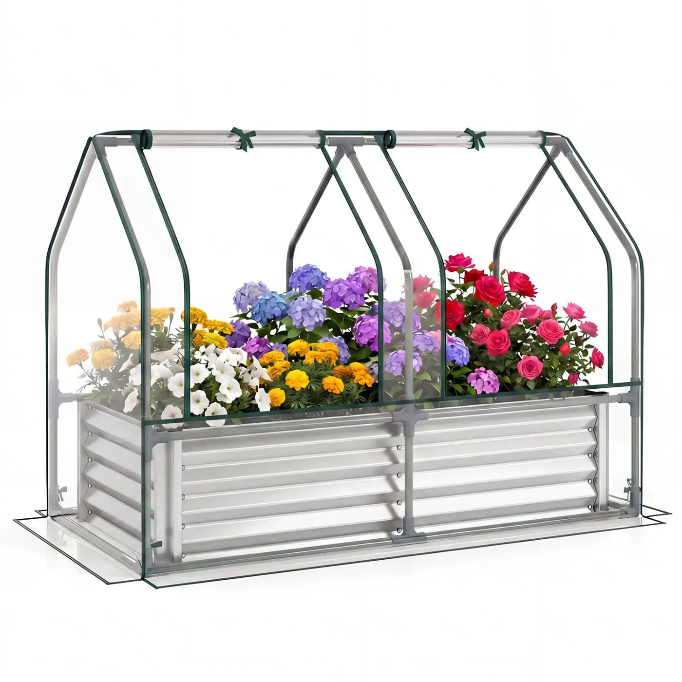 4 x 2 x 3 Feet Small Galvanized Raised Garden Bed with Greenhouse Cover by DirectDeals
