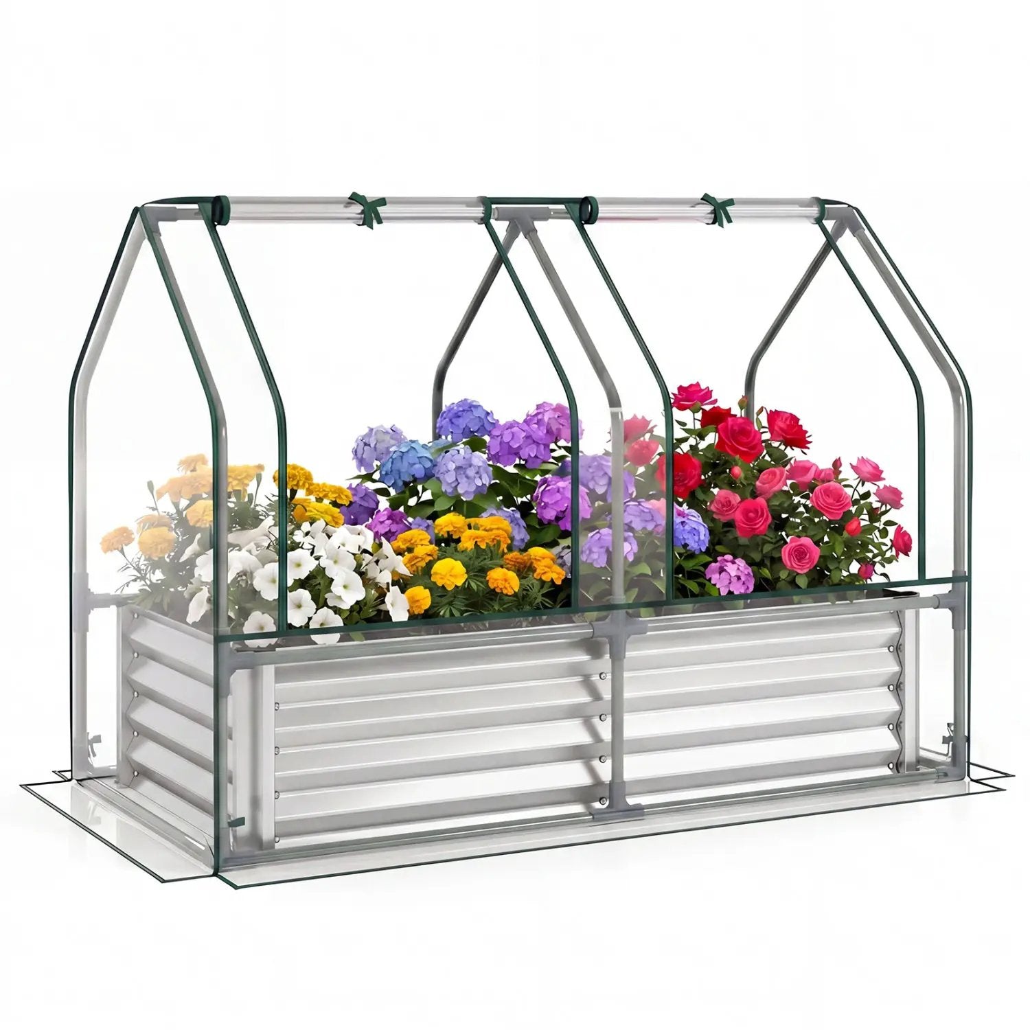 4 x 2 x 3 Feet Small Galvanized Raised Garden Bed with Greenhouse Cover by DirectDeals