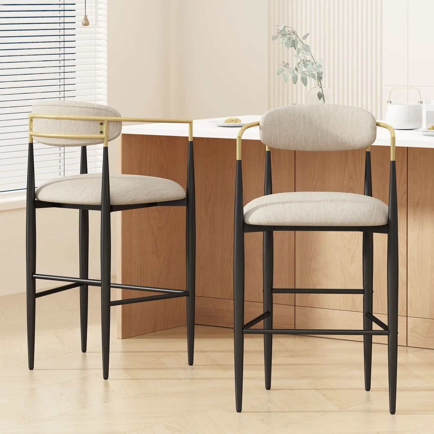 Upholstered Bar Stools With Backs For Kitchen Island (Set of 2) by HouseOfZazla