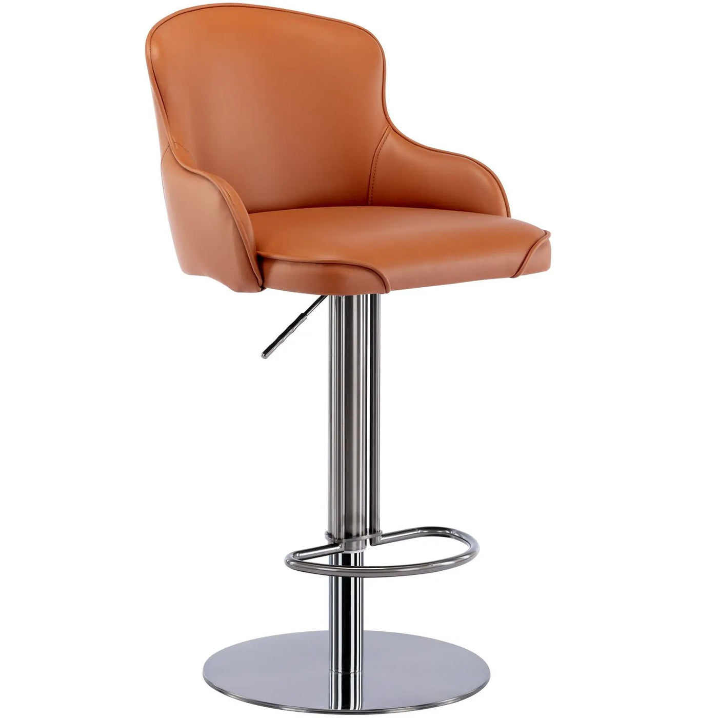 Titanium Stainless Steel Bar Stool, Grade Modern Bar Chair With Backrest, Swivel Adjustable Height For Kitchen Counter And Dining Room by HouseOfZazla