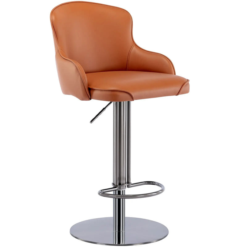 Titanium Stainless Steel Bar Stool, Grade Modern Bar Chair With Backrest, Swivel Adjustable Height For Kitchen Counter And Dining Room by HouseOfZazla
