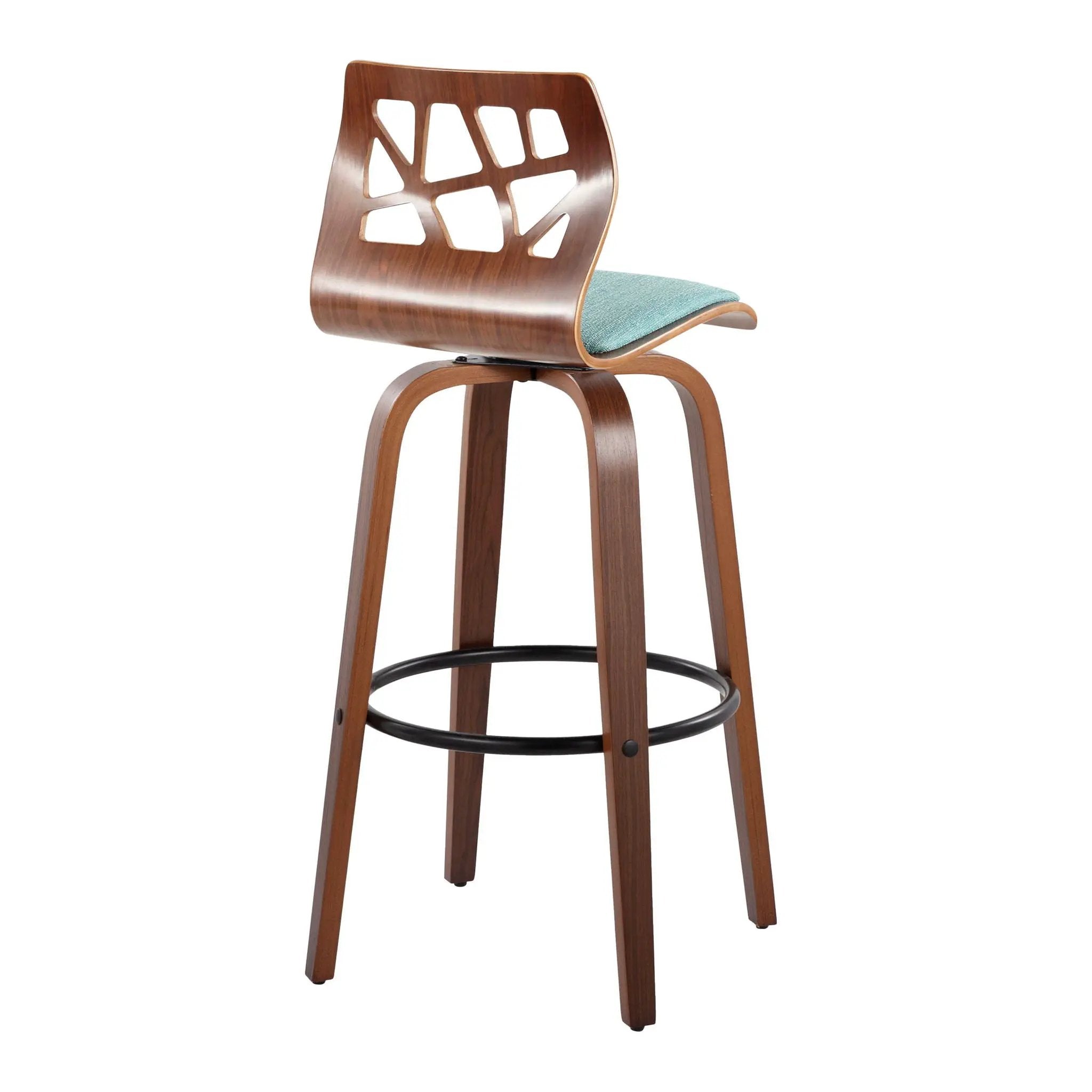 Folia - Mid Century Modern Fixed Height Barstool With Swivel With Round Footrest (Set of 2) by HouseOfZazla