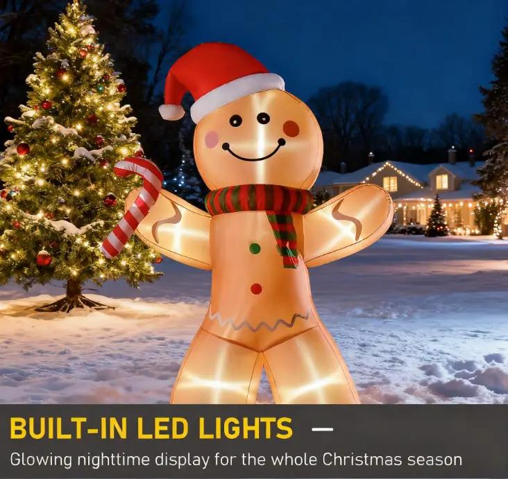 Outdoor Inflatable Gingerbread Man with Candy Cane by HouseOfZazla