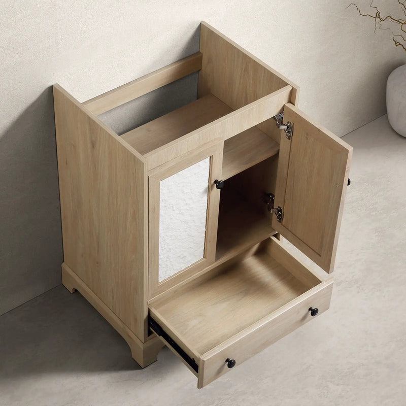 Bathroom Vanity With Basin, 1 Drawer Free Standing Storage - Brown by HouseOfZazla