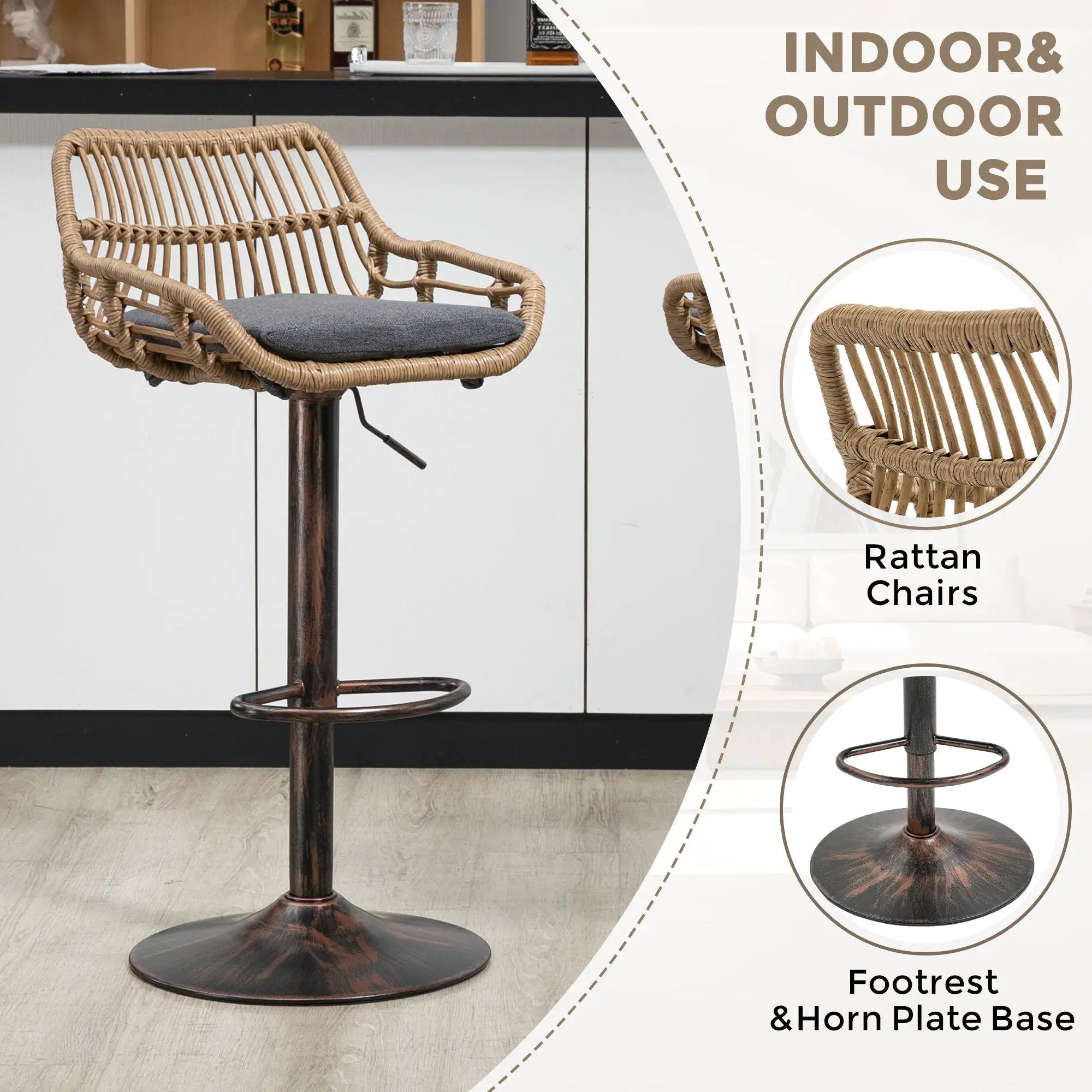 Modern Swivel Bar Stools Adjustable Counter Chairs With Footrest (Set of 2) by HouseOfZazla